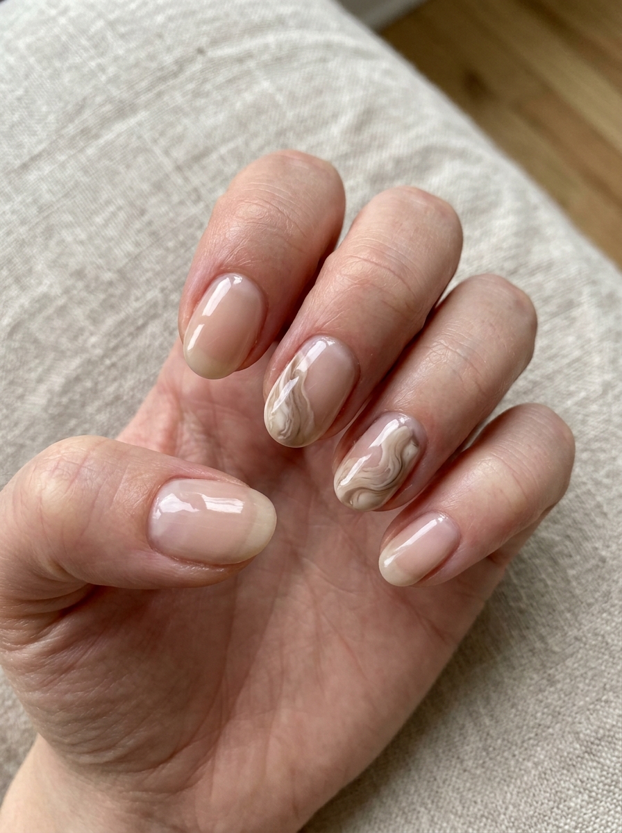 Marble Nails mit Negative Space als Marmor Nägel Ideen Inspiration 2026
